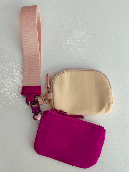 Dual Pouch Wristlet Wallet - Magenta