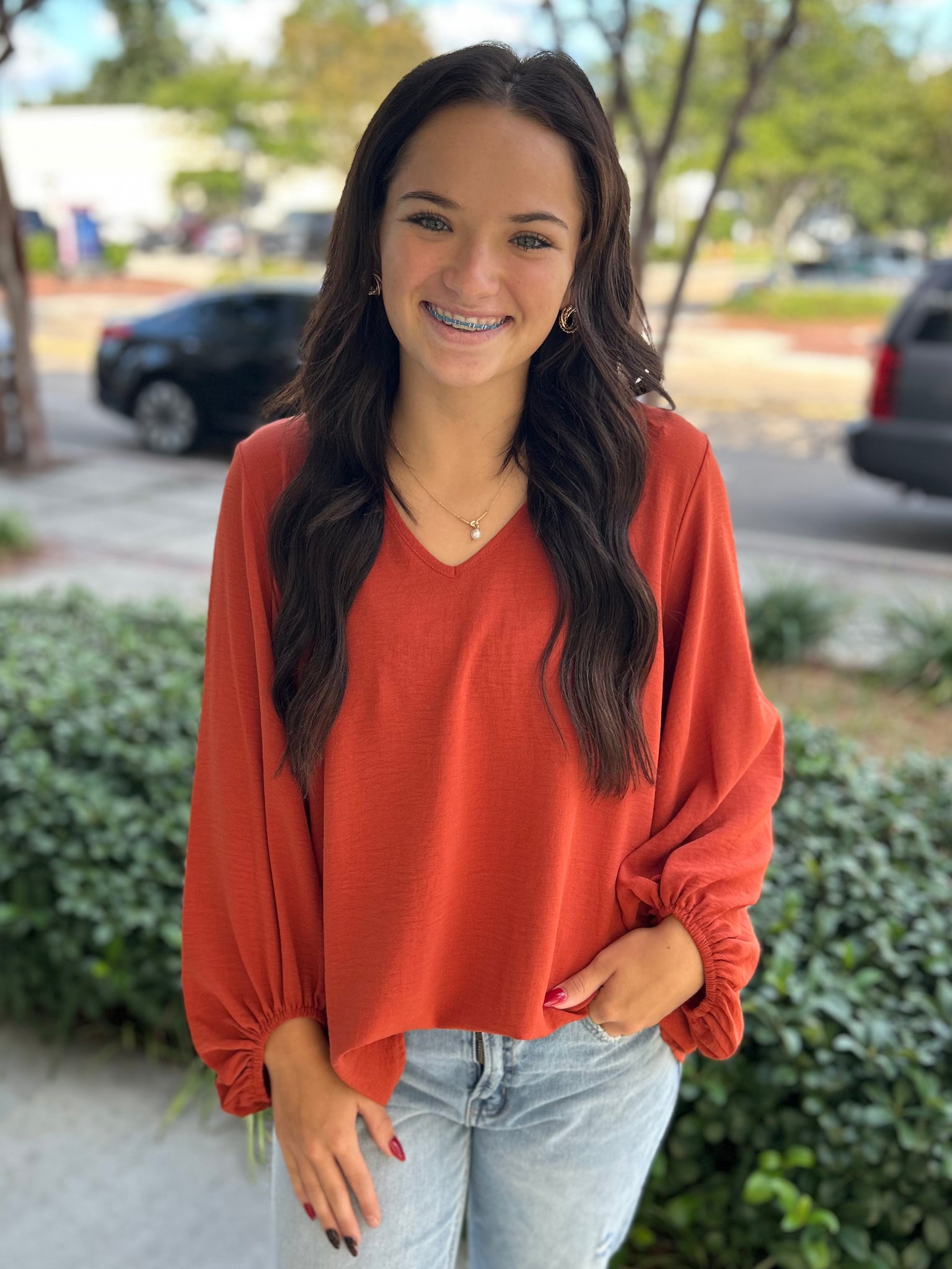 Sweet As Sunday Blouse - Rust