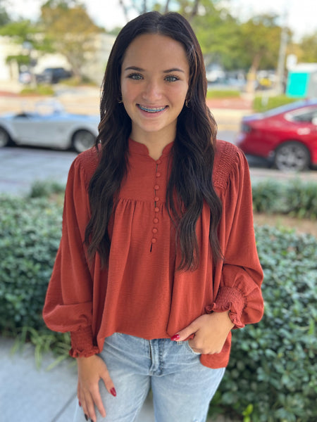 Timeless Beauty Blouse - Rust