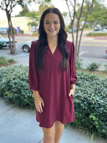 Autumn Nights Dress - Maroon