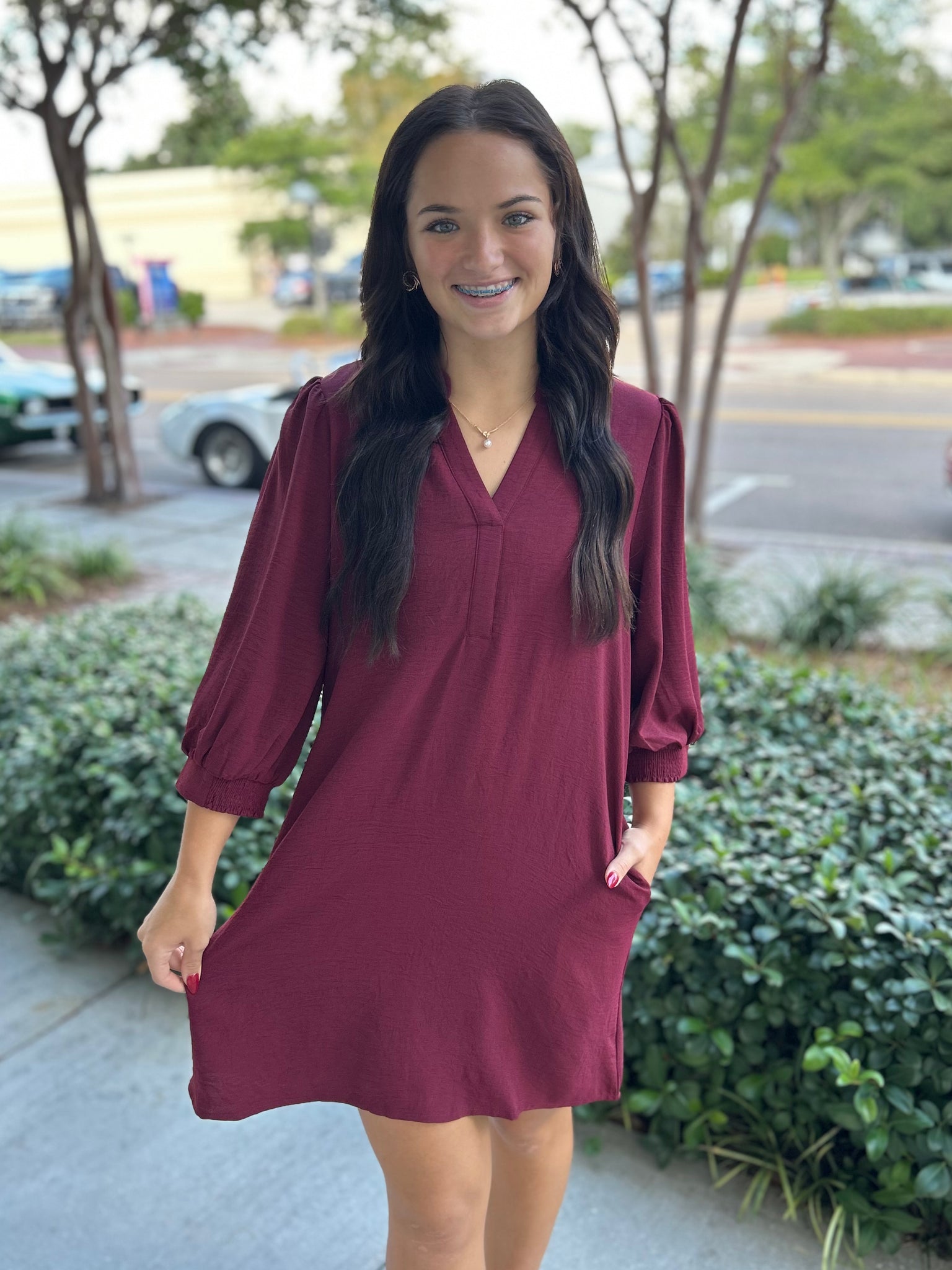 Autumn Nights Dress - Maroon