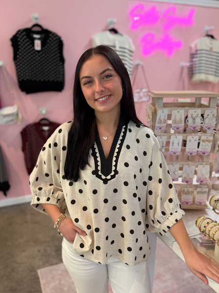 Playful Polka Dot Blouse - Black
