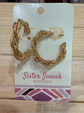 Layered Twisted Hoop Earrings - Gold