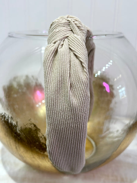 Corduroy Knotted Headband - Ivory