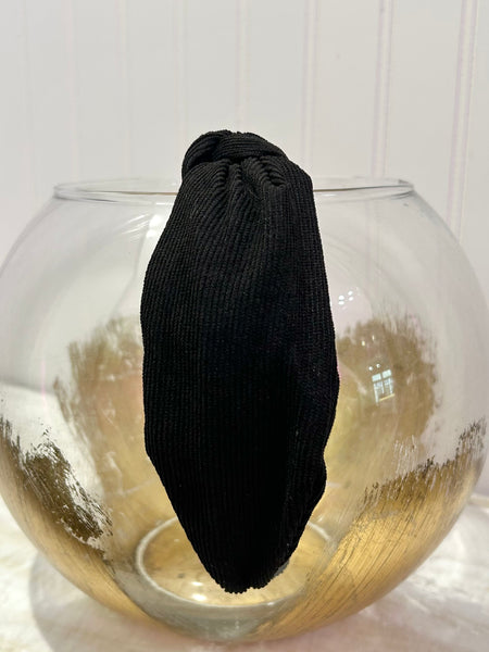 Corduroy Knotted Headband - Black