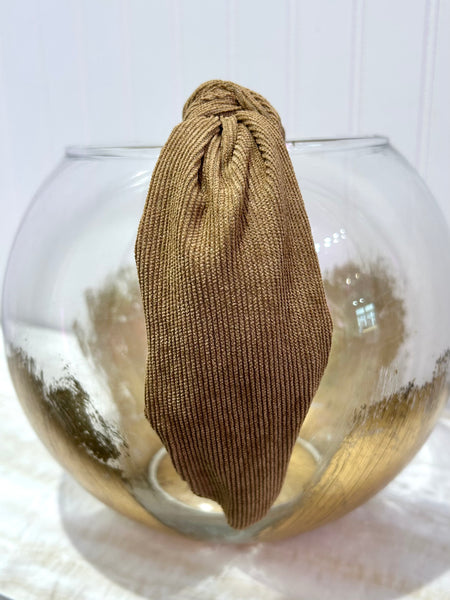 Corduroy Knotted Headband - Brown