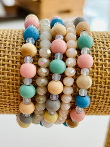 Set Of Five Beaded Stretch Bracelets