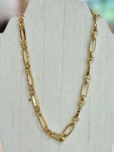 Hammered Paper Clip Chain Link Necklace