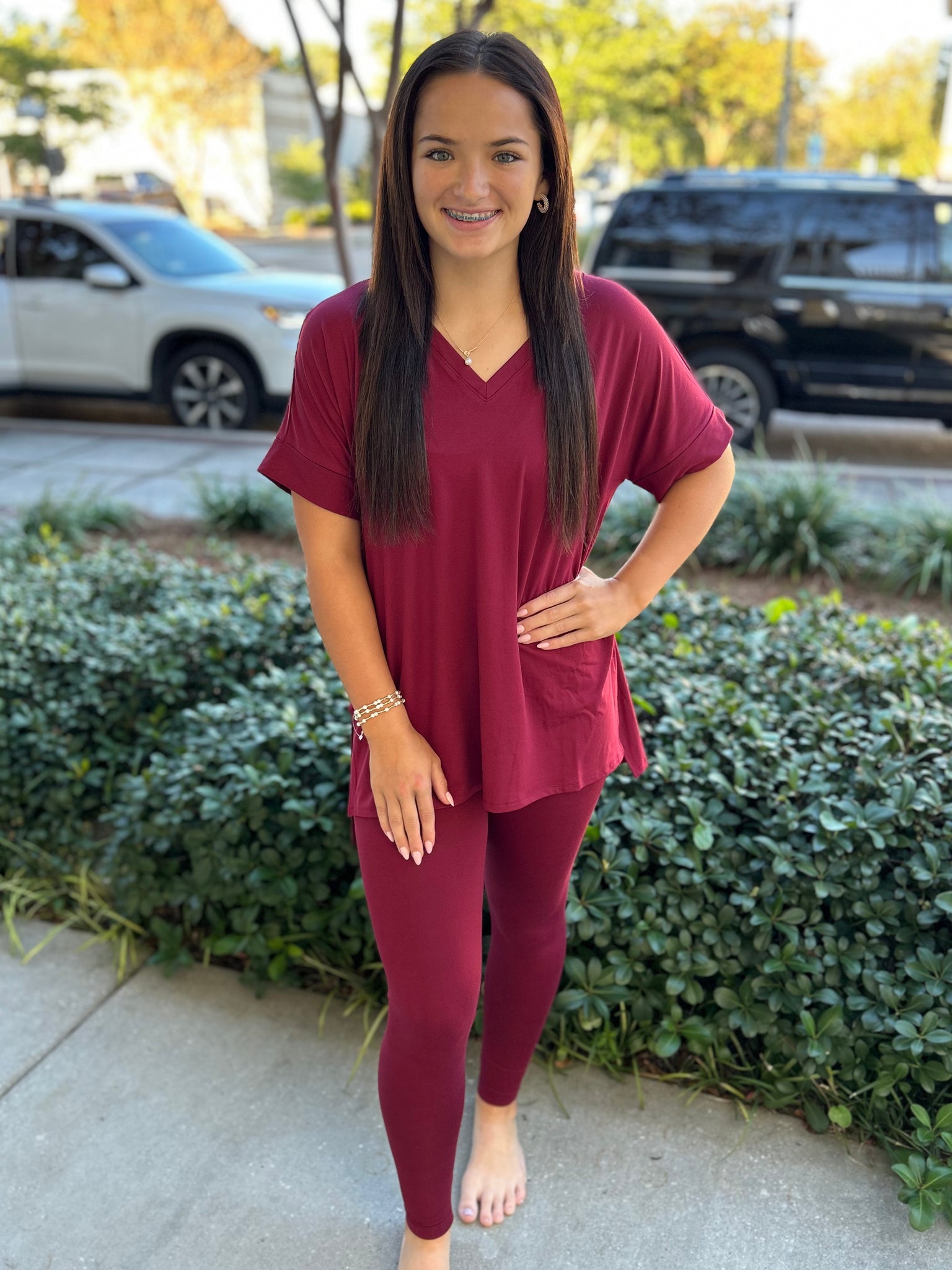 Cozy Hour Lounge Set - Maroon