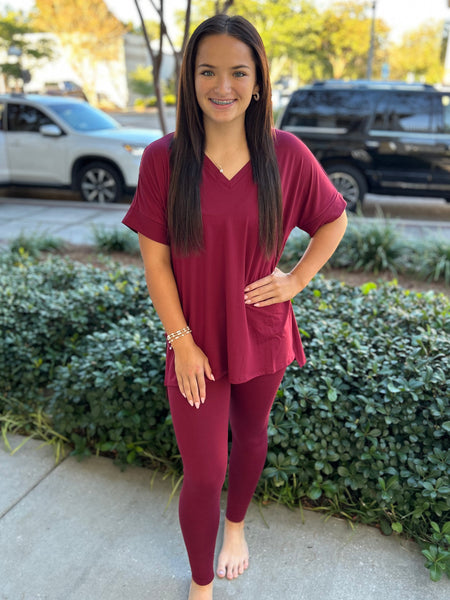 Cozy Hour Lounge Set - Maroon