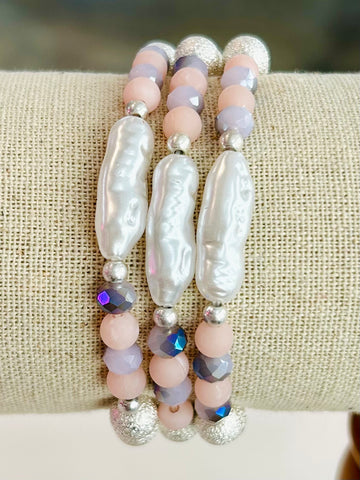 Blushing Pearl Trio Bracelet Set