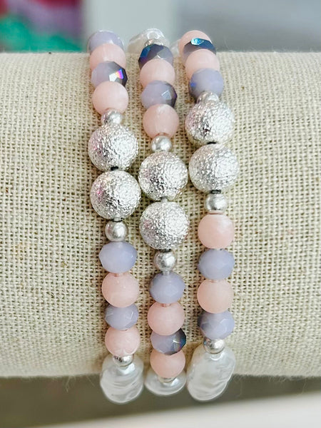 Blushing Pearl Trio Bracelet Set