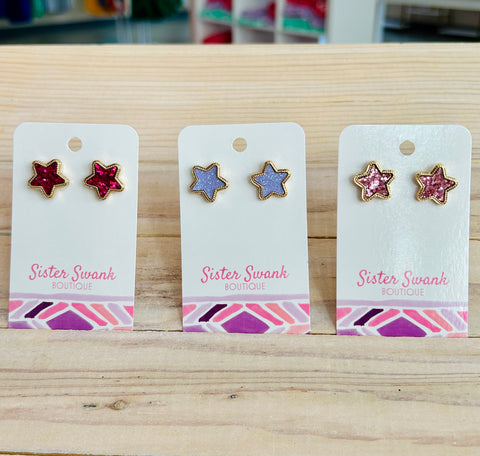 Simple Star Glitter Stud Collection