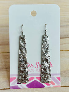 Textured Metal Bar Drop Earrings