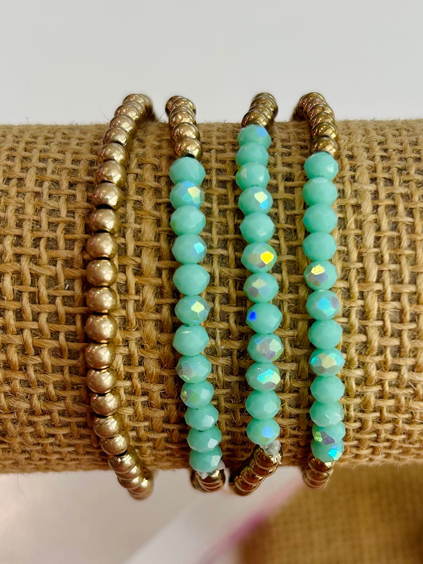 Set of Four Gold Beaded Bracelets