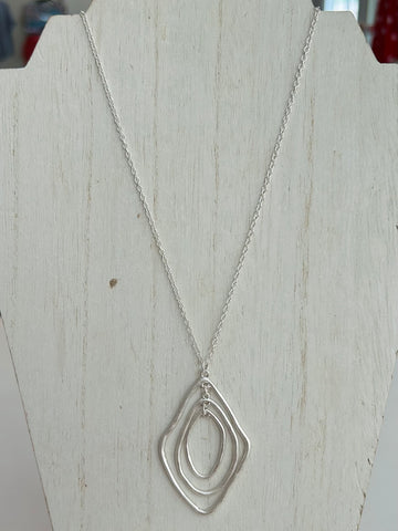 Nesting Geometric Long Necklace - Silver