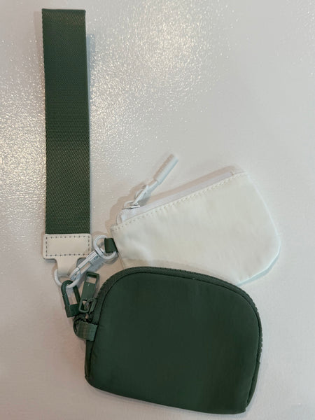 Dual Pouch Wristlet Wallet - Dark Green