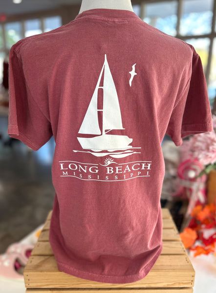 Comfort Colors Sailboat LB T-Shirt – Maroon