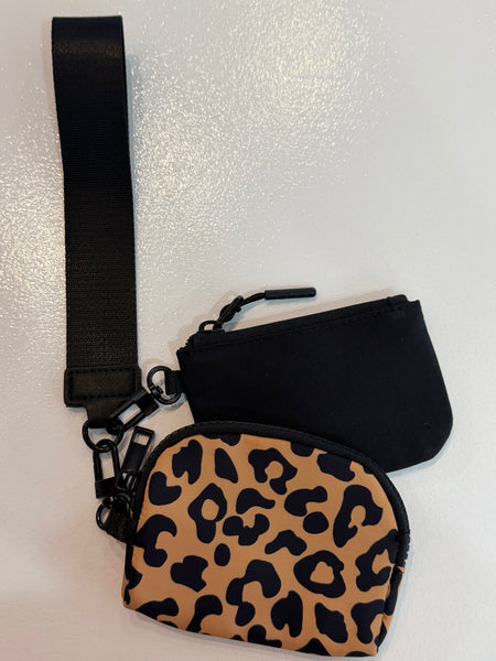 Dual Pouch Wristlet Wallet - Leopard