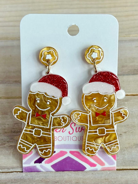 Gingerbread Man Post Drop Earrings