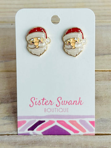 Santa Claus Post Drop Earrings - Red