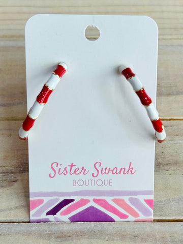 Candy Cane Twist Hoop Earrings