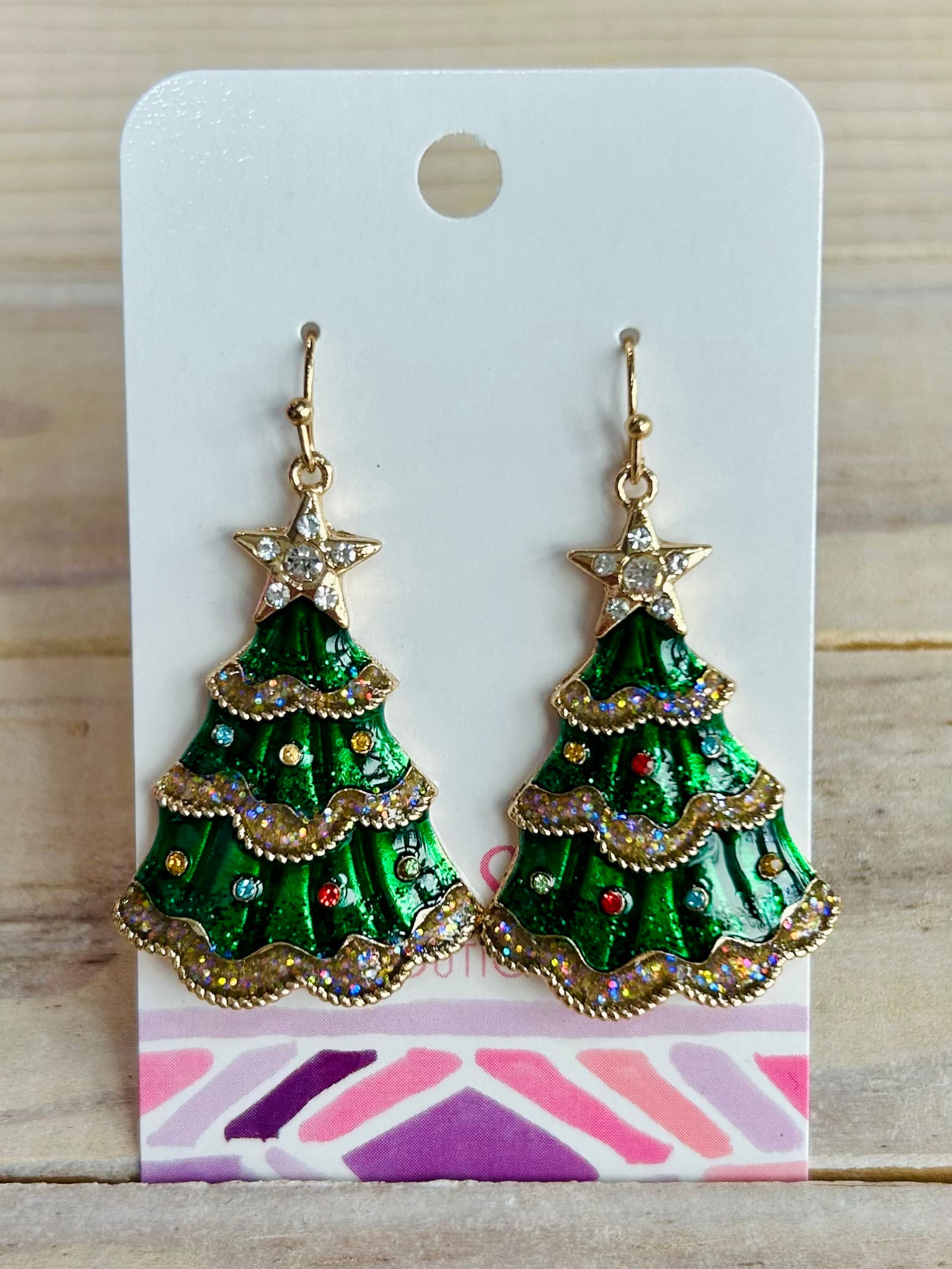 Glitter Christmas Tree Dangle Earrings