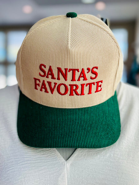 "Santa's Favorite" Corduroy Cap - Green