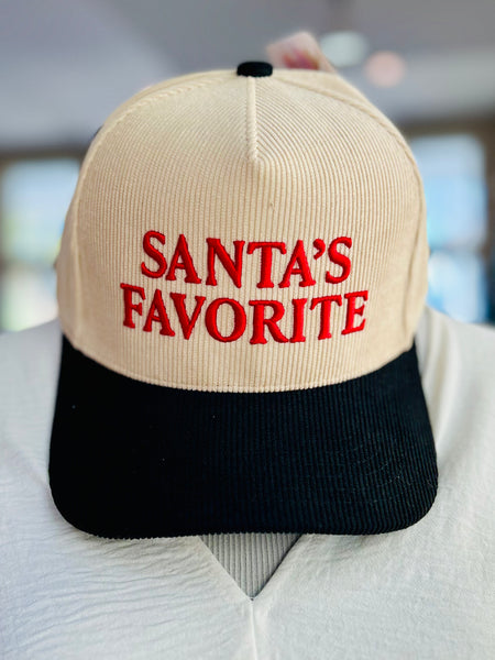 "Santa's Favorite" Corduroy Cap - Black