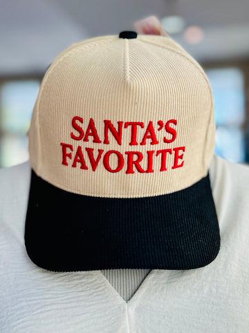 "Santa's Favorite" Corduroy Cap - Black