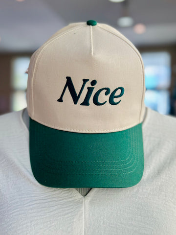 "Nice" Embroidered Baseball Cap - Green