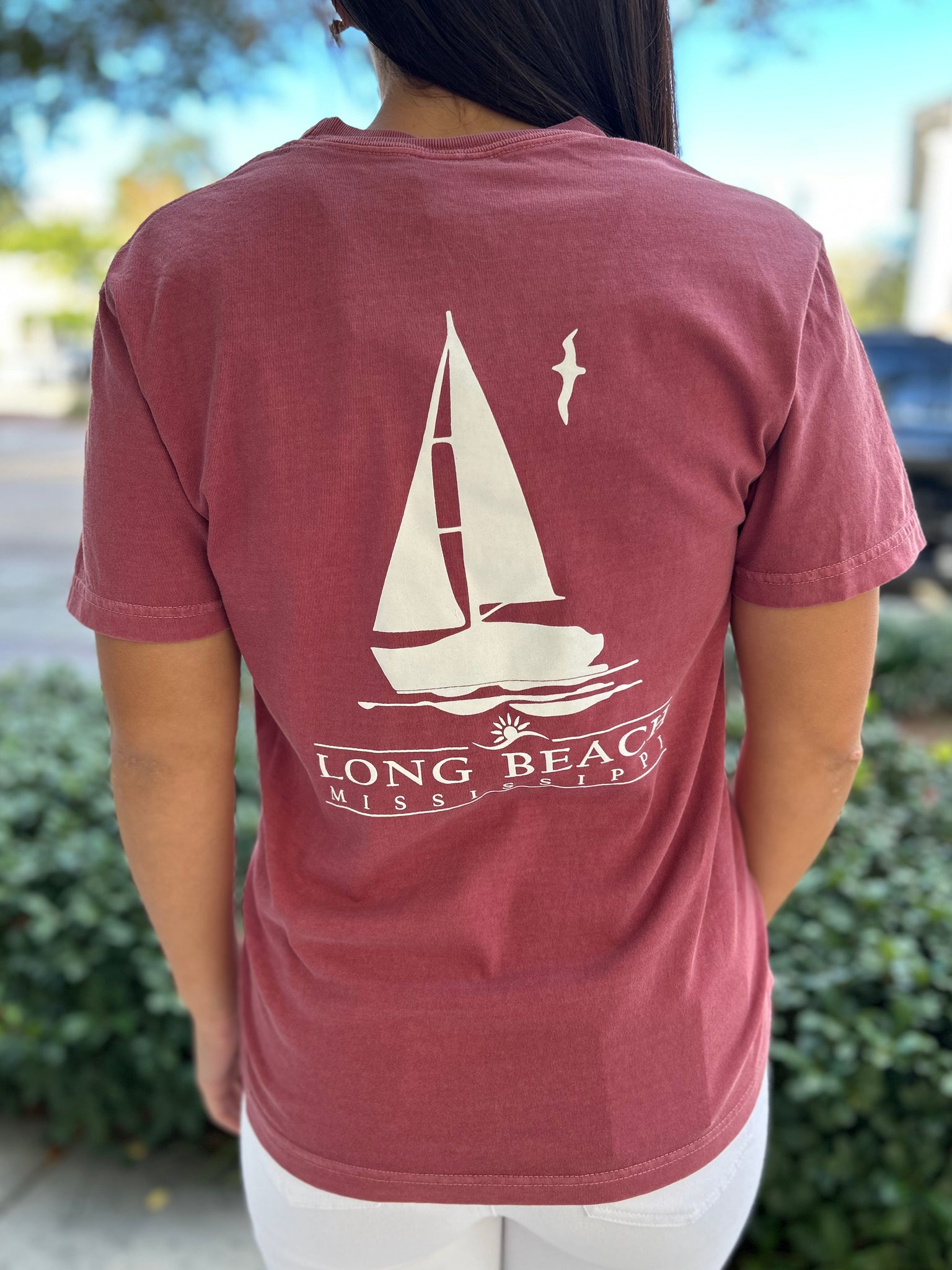 Comfort Colors Sailboat LB T-Shirt – Maroon