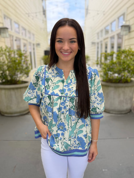 Flirty Florals Top - Blue