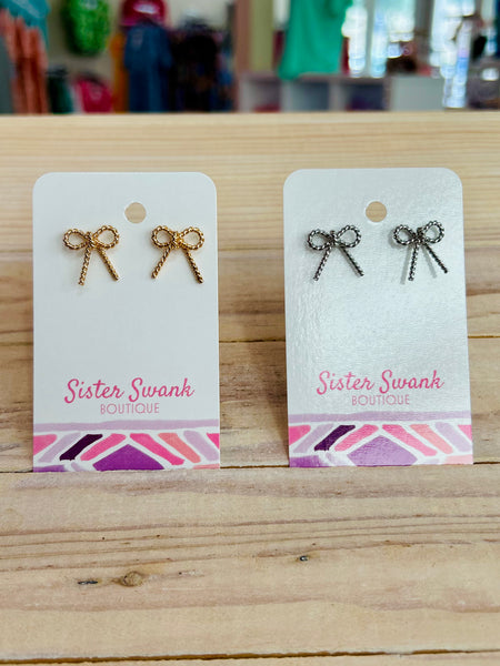 Gleaming Ribbon Twist Studs