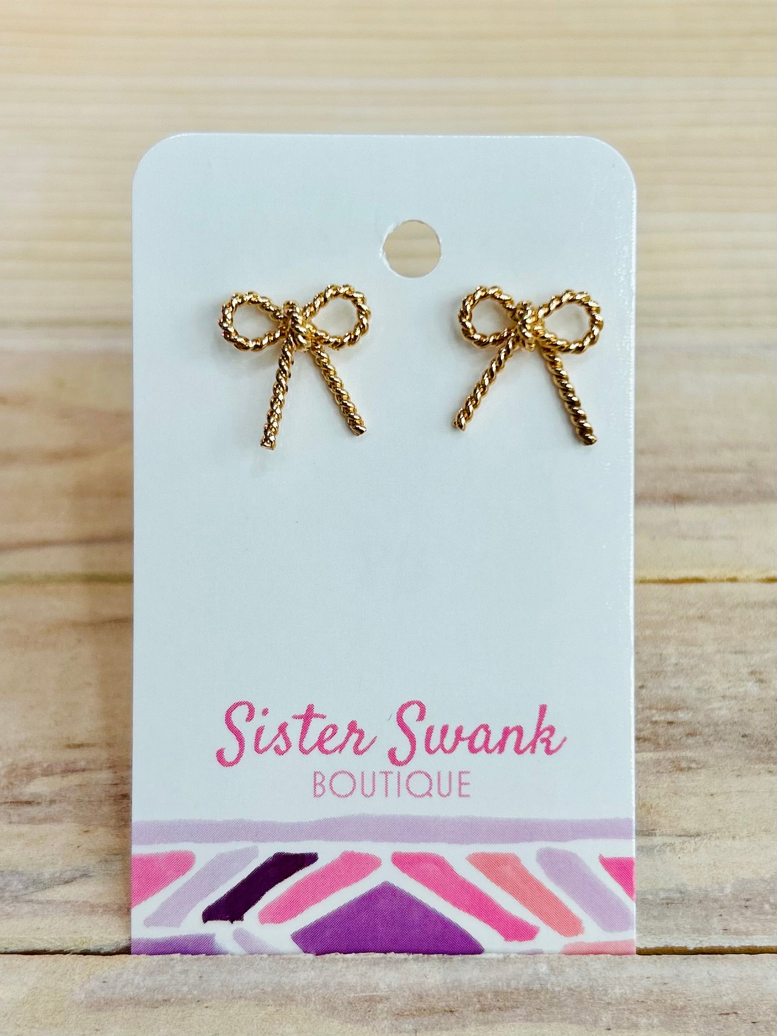 Gleaming Ribbon Twist Studs