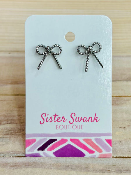 Gleaming Ribbon Twist Studs