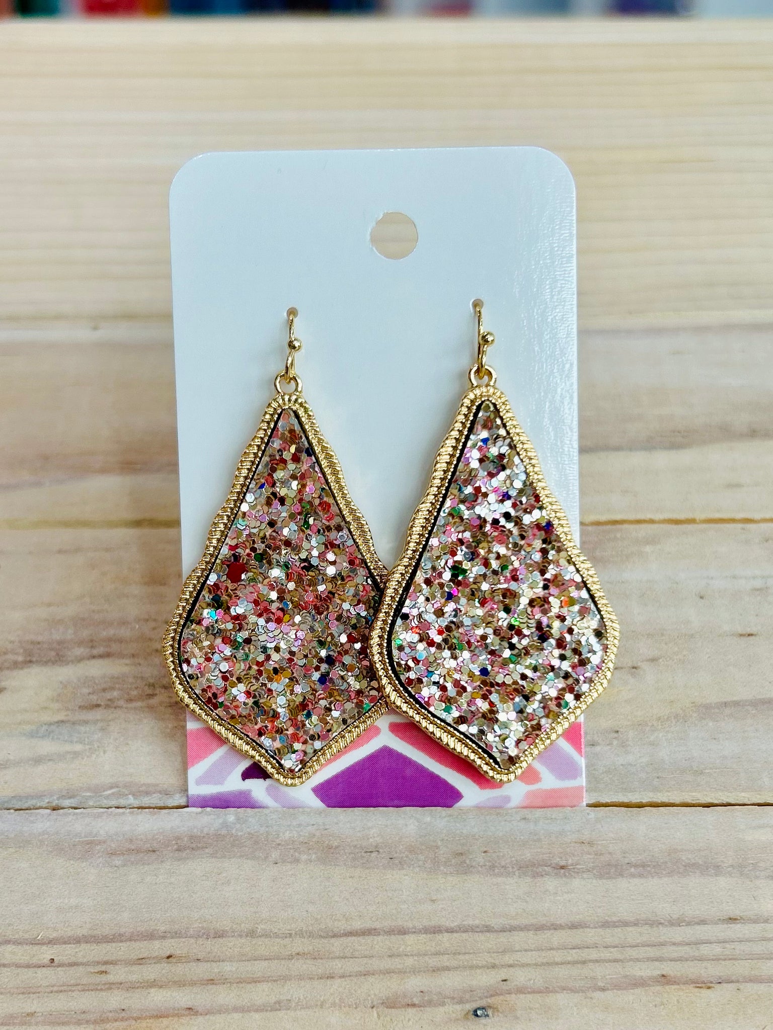 Glitter Teardrop Drop Earrings - Multi