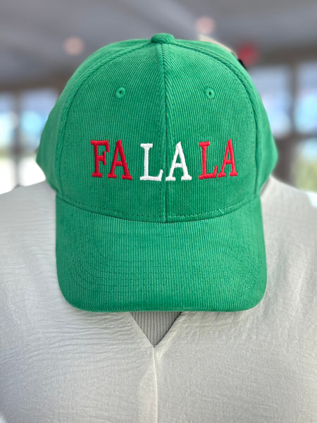Fa La La Embroidered Cap - Green