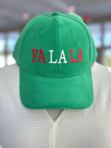 Fa La La Embroidered Cap - Green