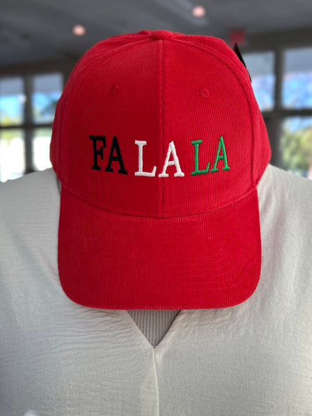 Fa La La Embroidered Cap - Red