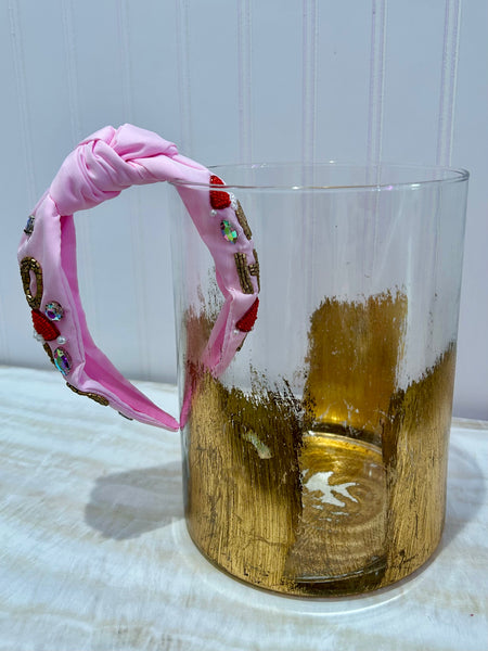 Ho Ho Ho Beaded Headband - Pink