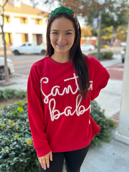 Santa Baby Tinsel Sweatshirt - Red
