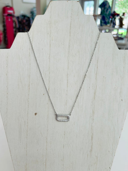 Oval CZ Pedant Necklace