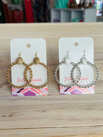 Beaded Wrapped Hoop Drop Earrings