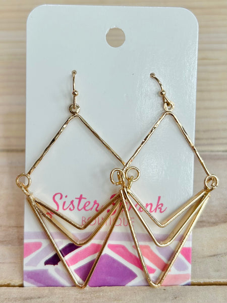 Linked Metal Arrow Drop Earrings