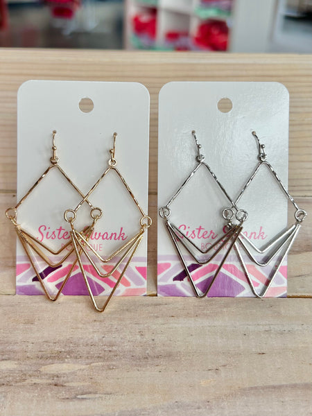 Linked Metal Arrow Drop Earrings