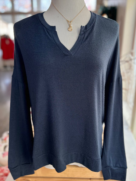 Cloud Comfort Knit Top - Navy