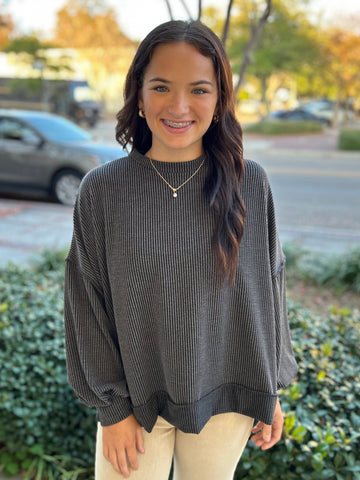 Missed You Solid Sweater - Black