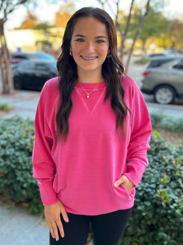 Play It Cool Pullover - Hot Pink