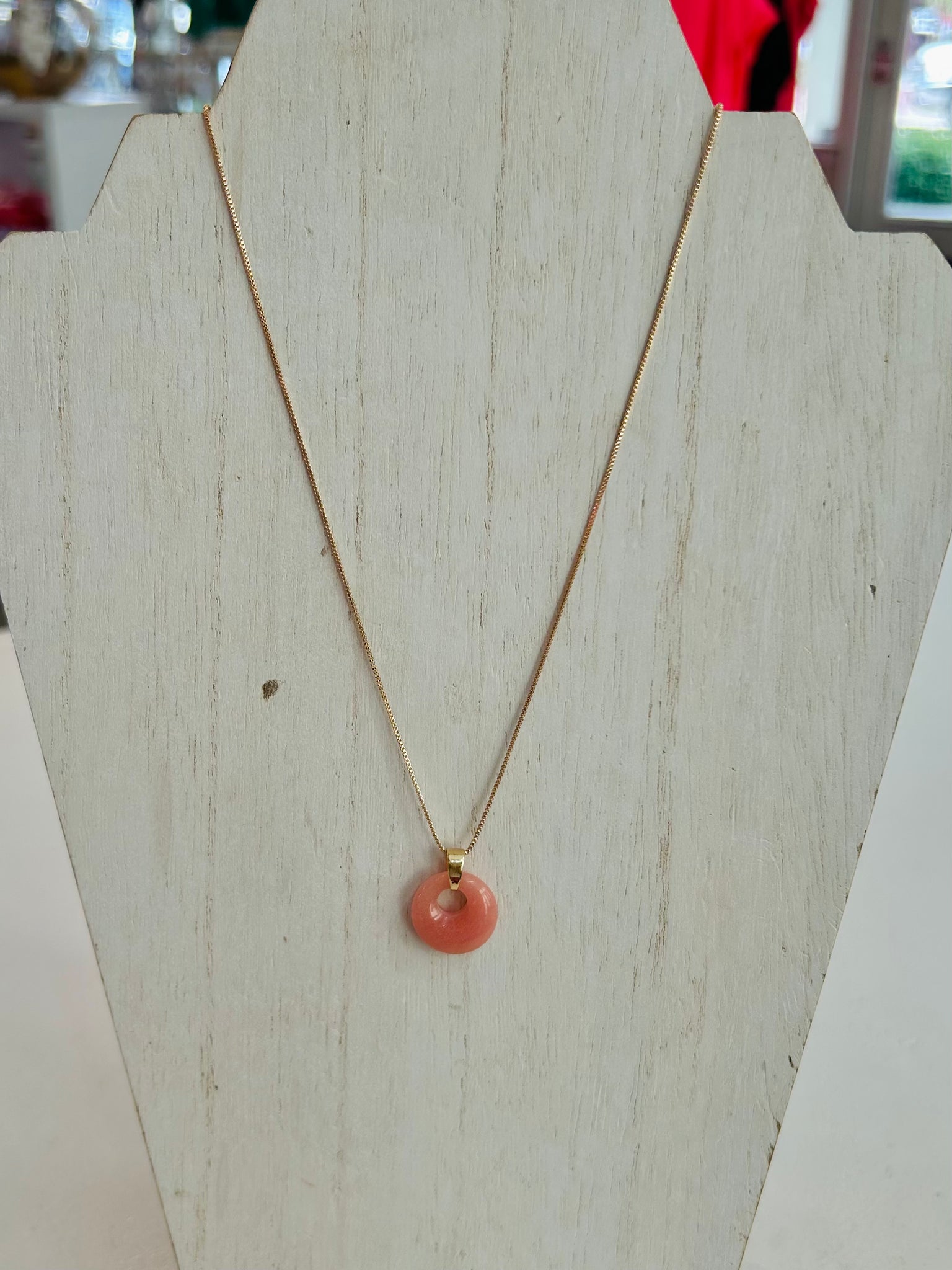 Dainty Round Chain Necklace - Pink